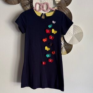 Navy Blue Kids Dress with Colorful Butterfly Accents size 5